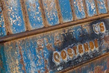 Rusty fishing vessel in port on Urk by Anita Riemersma