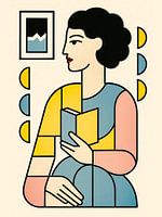 Bauhaus-Stil Frauen halten Buch