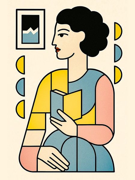 Bauhaus Style Women Hold Book par Ani Mulyani