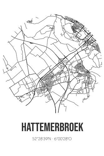 Hattemerbroek (Gelderland) | Karte | Schwarz und Weiß