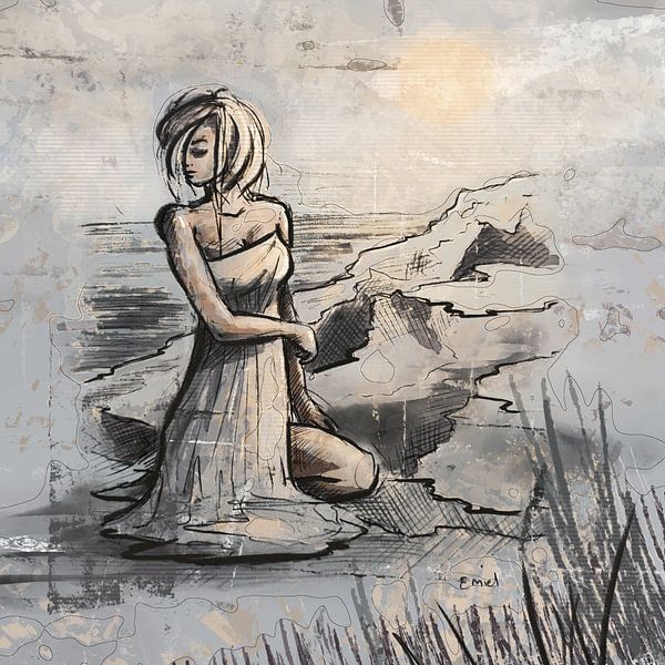 Lady on the rocks by Emiel de Lange