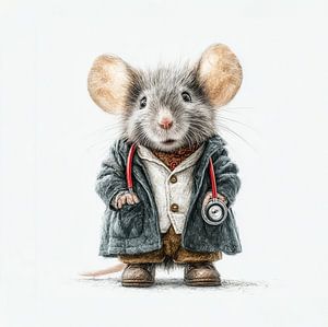 schattige muis verkleed als Doktor kinderkamer decoratie