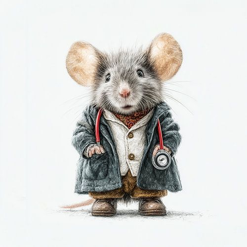 schattige muis verkleed als Doktor kinderkamer decoratie