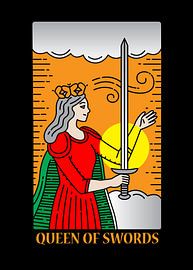 Queen of Swords Tarot Card Spiritual Wall Decoration Art Print by Millennial Prints