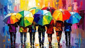 Wo Regen auf Vielfalt trifft: Menschen im universellen Farbklang der Pride-Community von AidasignArt