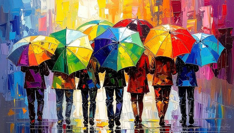 Where rain meets diversity: people in the universal colours of the Pride community by AidasignArt