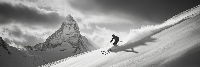 Skifahrer Berge von Poster Art Shop