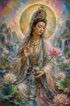 Gemälde der chinesischen Göttin Guanyin.