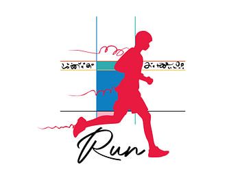 Silhouet van rode loper met abstract ontwerp