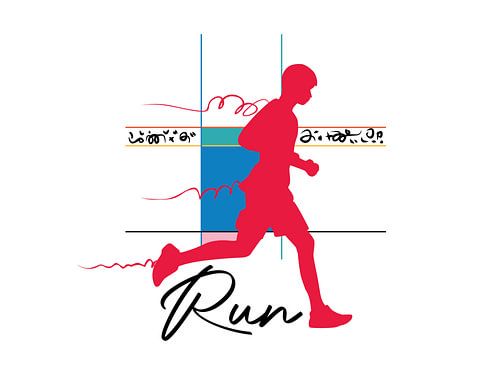 Roter Läufer Silhouette mit abstraktem Design