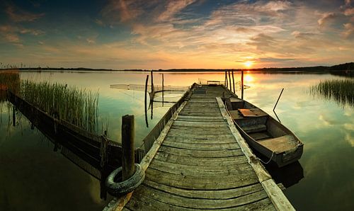 Old landing stage at sunset