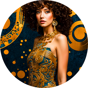 Aurea Divina: Turquoise Dynastie - Turkoois & Goud Portret