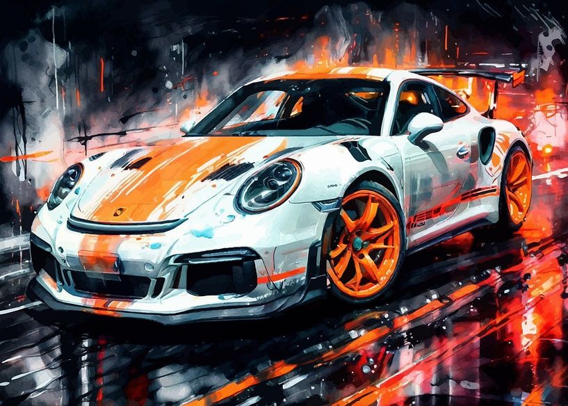 Porsche 911 GT3 RS Weiß und Orange gestreift von MIROKKU