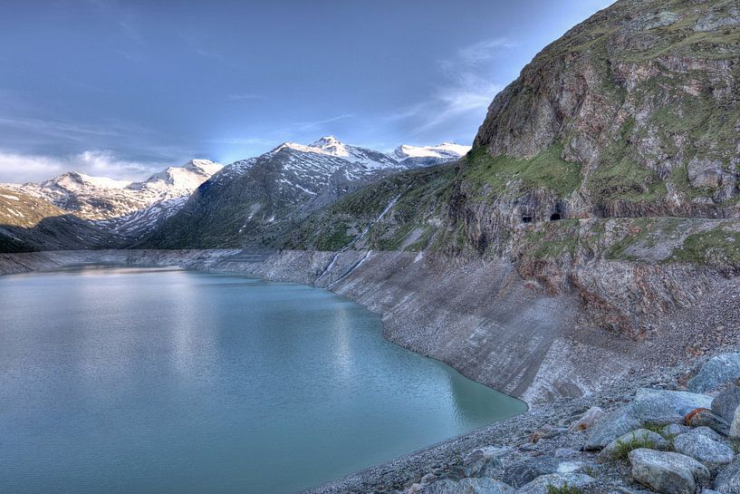 Mountain lake in the alpine evening calm at Mattmark - a dance of light and shadow by Dieter Fischer