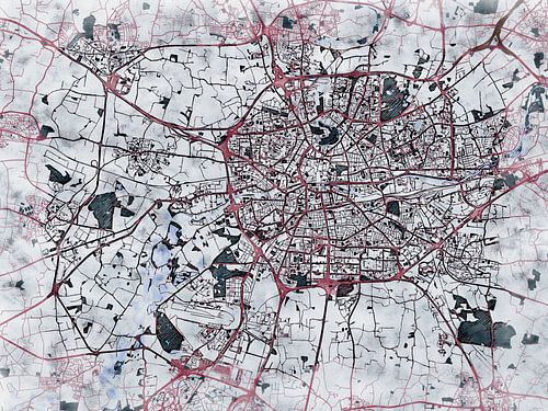 Kaart van Rennes in de stijl 'White Winter'