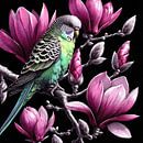 Parakeet on Magnolia Branch II by J.O. Han thumbnail