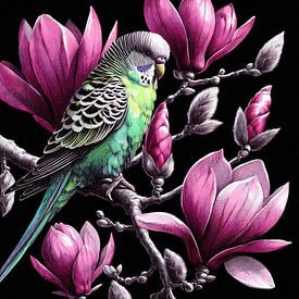 Parakeet on Magnolia Branch II von J.O. Han