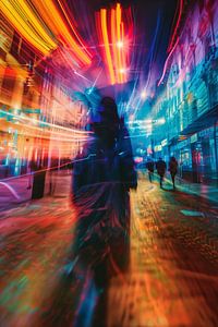 Nachtverlichting in de stad | Zoom Burst van Frank Daske | Foto & Design