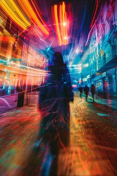 Nachtlichter in der Stadt | Zoom Burst von Frank Daske | Foto & Design