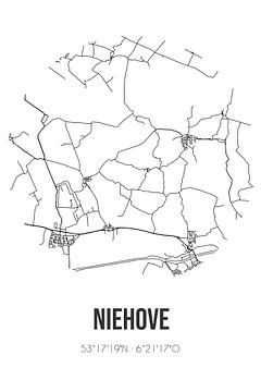 Niehove (Groningen) | Landkaart | Zwart-wit van MijnStadsPoster