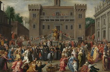 De vrouwen van Rome bijeen bij het Capitool, Pieter Isaacsz