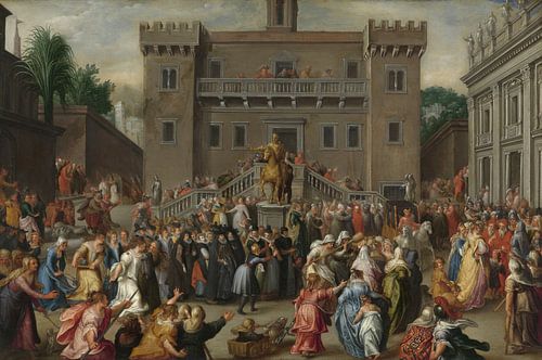 The Women of Rome Gathering at the Capitol, Pieter Isaacsz