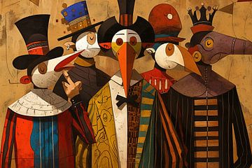 Vogel Schilderij | Eccentric Feathers van ARTEO Schilderijen