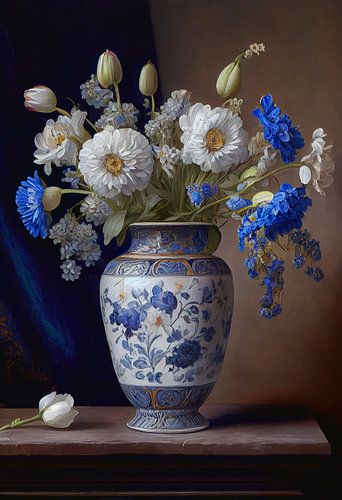 Fleurs colorées dans un vieux vase