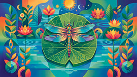Dragonfly on a lily leaf by ¡ guay !