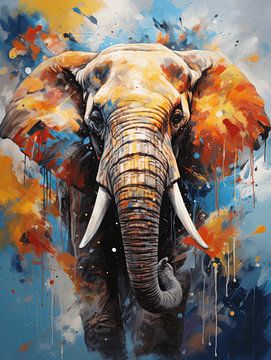 Majesté chromatique - Symphonie de l'éléphant en couleur sur Eva Lee