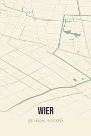 Alte Karte von Wier (Fryslan) von Ortsdrucke