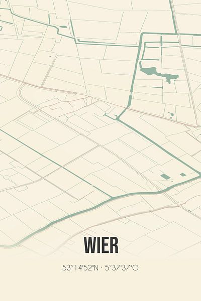 Vintage map of Wier (Fryslan) by Prints of Place