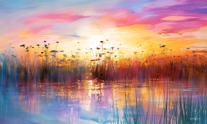 landschapje met zachte kleuren van Gelissen Artworks