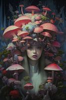 Très belle femme couverte de champignons