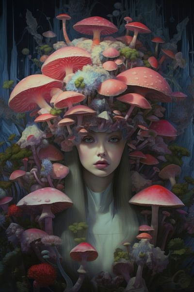 Très belle femme couverte de champignons par Art Bizarre