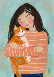 Hugging a Cat by Dirkie Nell