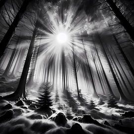 Schwarz-Weißer Waldtraum von ButterflyPix