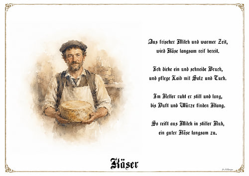 Käser – Zunftbild mit Gedicht