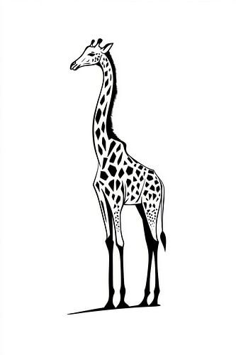 Elegante giraffe in zwart en wit
