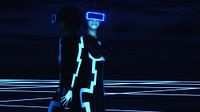 a young woman using a virtual reality headset in cyberspace (3d  von Rainer Zapka Miniaturansicht