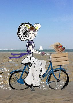 Zeeland Mädchen auf einem Fahrrad von Debbie van Eck