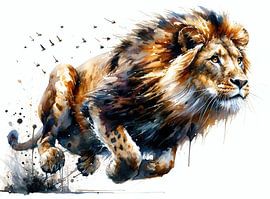 Lion dynamique en mouvement