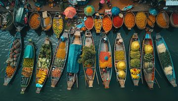 Vietnam boot markt artistiek panorama van TheXclusive Art