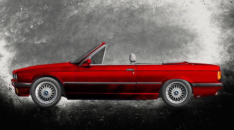 BMW 3 series type E30 convertible in red by aRi F. Huber