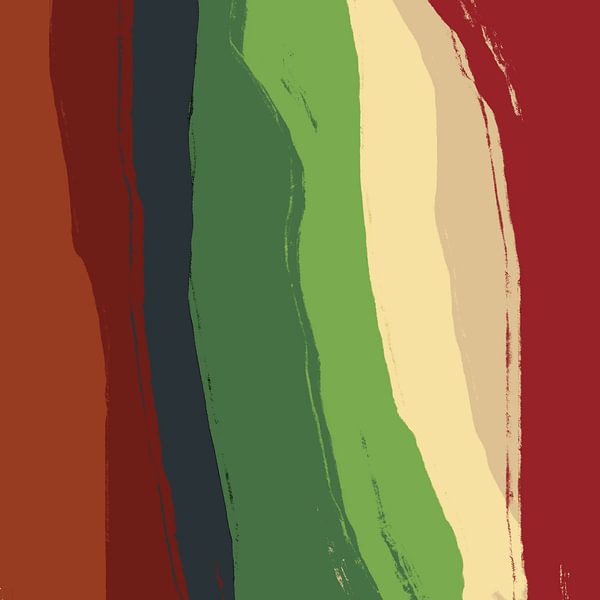 Retro geïnspireerd abstract schilderij in warme herfstkleuren van Dina Dankers