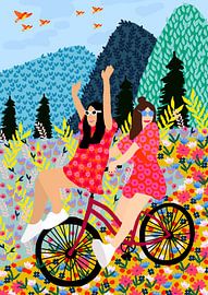 Friends on a bike by Rafaela Mascaro