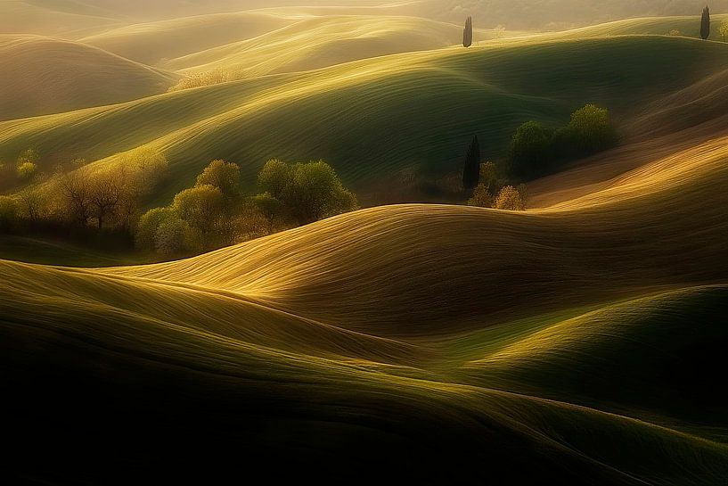 Douces collines dans la lumière du matin par Poster Art Shop