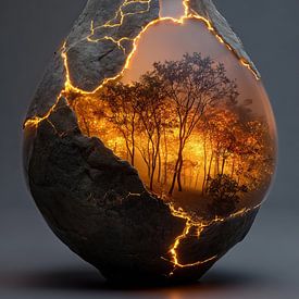 Het bos in stenen vaas van TheXclusive Art