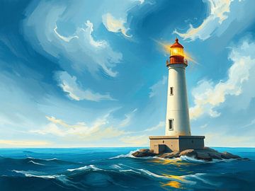 Vuurtoren op zee 3 van On Your Wall