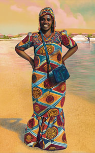 Dame am Rosensee (lac rose). Senegal in Afrika